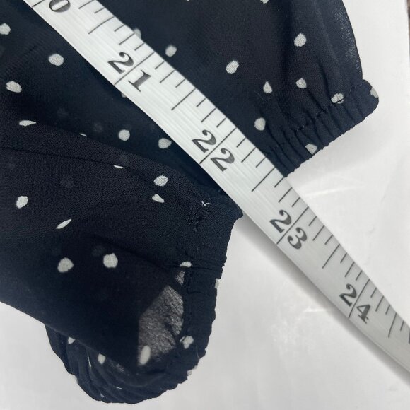 H&M Polka Dot Plunge V-Neck Back Tie Balloon Sleeve Peplum Blouse Coquettegirl L - Picture 12 of 15